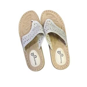 Mountain Sole Blind Wedge Sandal, White‎ Women’s 8, Summer Wedding Casual